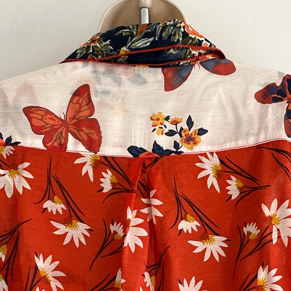 Multiples Floral Patchwork Button Up Blouse Shirt… - image 8